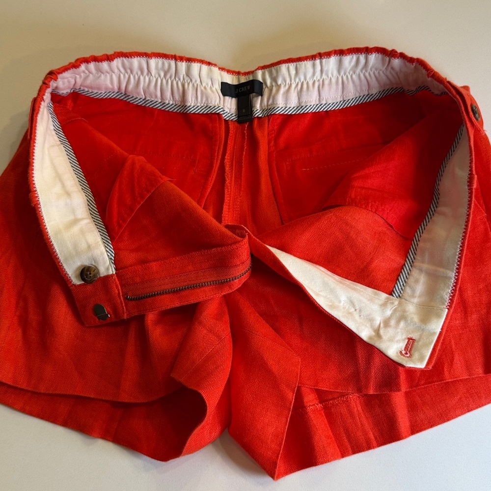 J. Crew 100% Linen High Waist Shorts. Coral/ Orange Size 8 - Picture 8 of 11